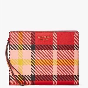 BRAND NEW Kate Spade Morgan Museum Plaid Gusseted Wristlet